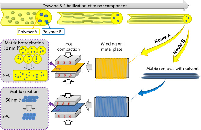 Nanofibrillar polymer–polymer and single polymer composites via the “converting instead of adding”