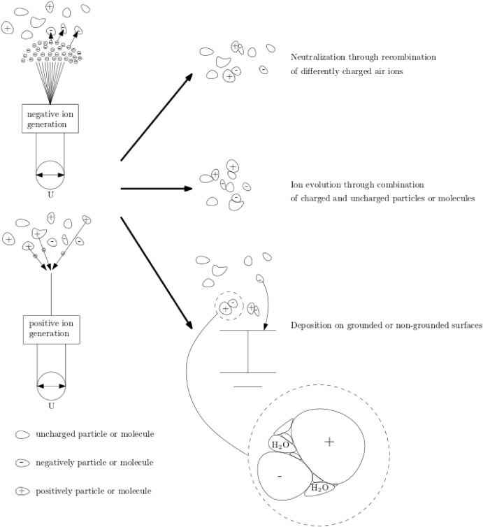 The influence of air ions on the particle concentration in indoor environments – A systematic liter